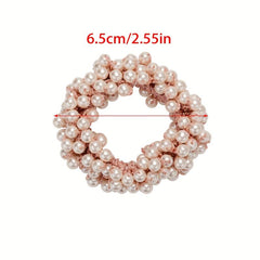 3pcs Faux Pearl Scrunchies Hair Tie Elastic Ponytail Holder