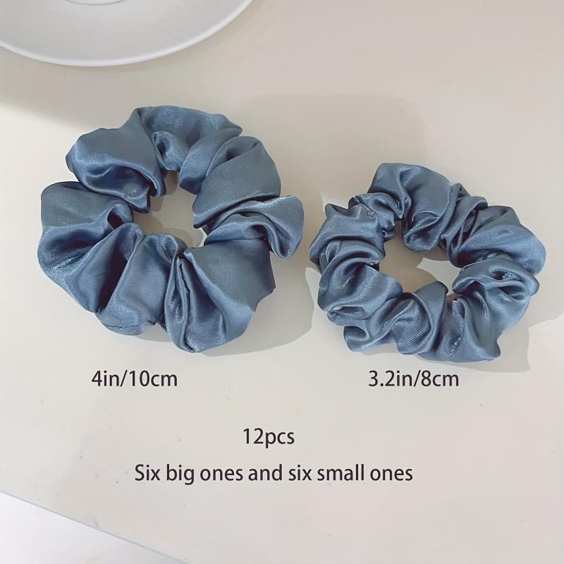 12pcs Solid Scrunchies Hair Tie Seamless Style Hair Rope Elastic Ponytail Women