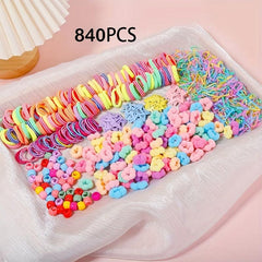 Colorful Hair Accessories Set for Toddler Girls - 840pcs