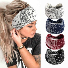 Paisley Boho Headbands For Women Girls Stretch Wide Hair Band