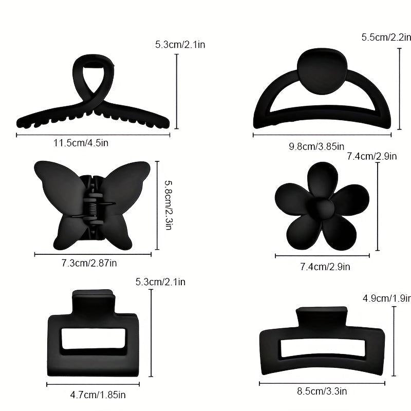 6pcs Flower Rectangle Hair Claw Nonslip Ponytail Holder