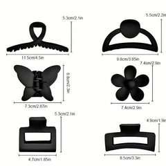 6pcs Flower Rectangle Hair Claw Nonslip Ponytail Holder