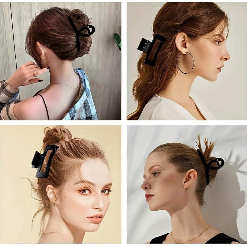 6pcs Flower Rectangle Hair Claw Nonslip Ponytail Holder