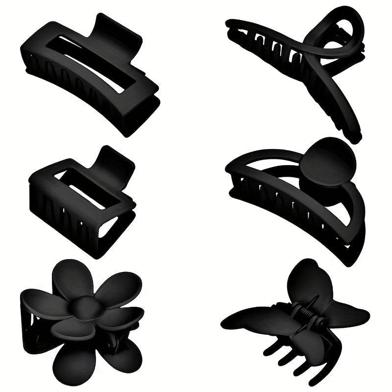 6pcs Flower Rectangle Hair Claw Nonslip Ponytail Holder
