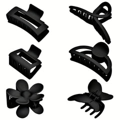6pcs Flower Rectangle Hair Claw Nonslip Ponytail Holder