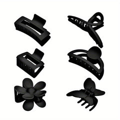 6pcs Flower Rectangle Hair Claw Nonslip Ponytail Holder