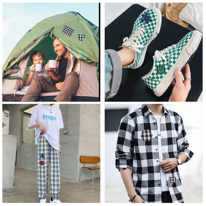 20Pcs Embroidered Plaid Iron On Patches for Clothing Bag Shoe Jacket
