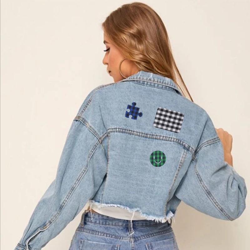20Pcs Embroidered Plaid Iron On Patches for Clothing Bag Shoe Jacket