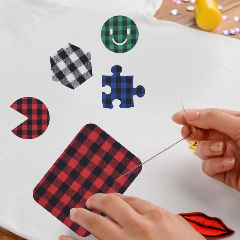 20Pcs Embroidered Plaid Iron On Patches for Clothing Bag Shoe Jacket