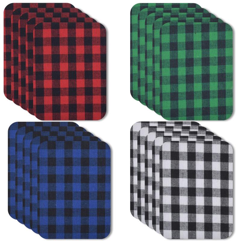 20Pcs Embroidered Plaid Iron On Patches for Clothing Bag Shoe Jacket