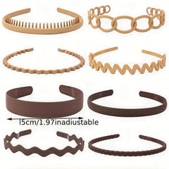8pcs Solid Headband Teethed Head Hoop Women's Hair Accessories