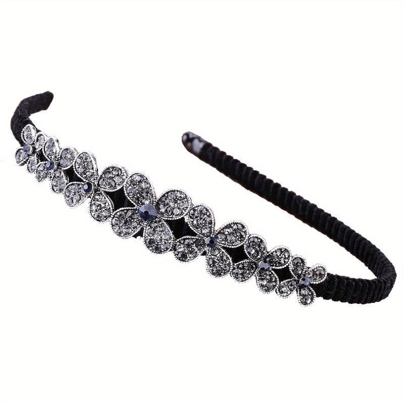 Vintage Dark Rhinestone Headband for Women