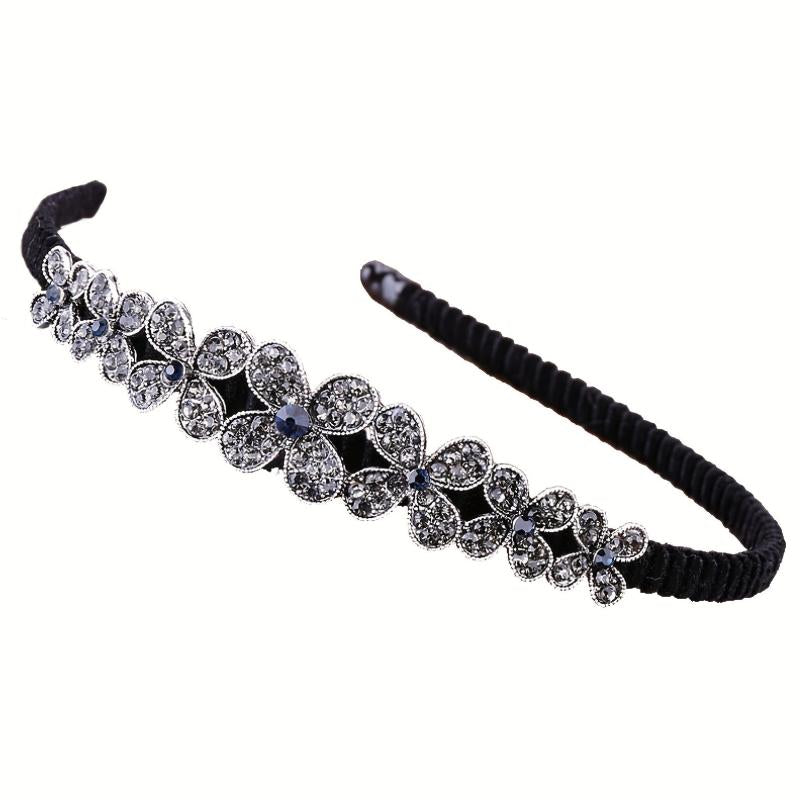 Vintage Dark Rhinestone Headband for Women