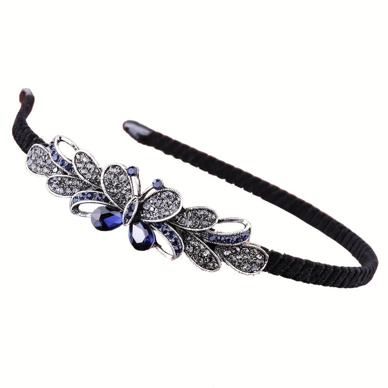 Vintage Dark Rhinestone Headband for Women