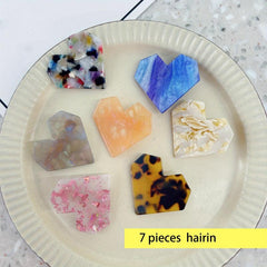 7pcs Heart Shaped Hair Claw Ponytail Holder Hair Clip