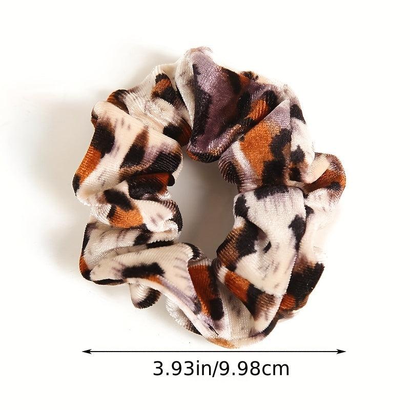 6pcs Leopard Print Hair Tie Large Scrunchie Hair Ring Velvet Leopard Pattern