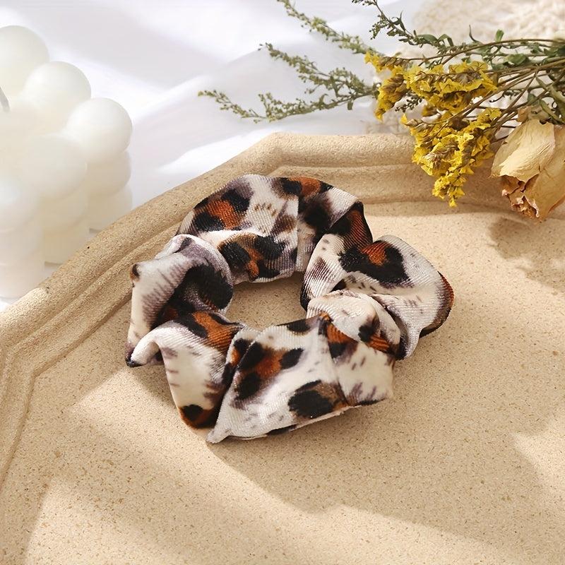 6pcs Leopard Print Hair Tie Large Scrunchie Hair Ring Velvet Leopard Pattern