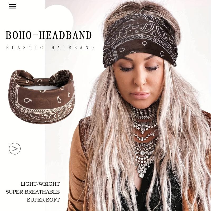 Boho Stretch Headband Wide Brim Yoga Sweatband Women Hair Accessory