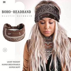 Boho Stretch Headband Wide Brim Yoga Sweatband Women Hair Accessory