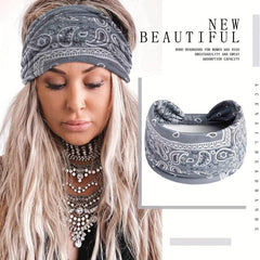 Boho Stretch Headband Wide Brim Yoga Sweatband Women Hair Accessory