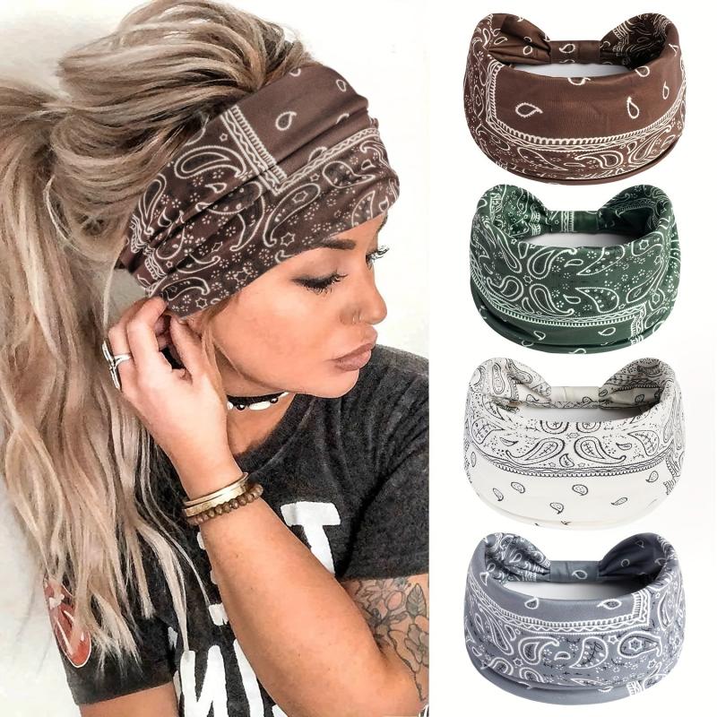 Boho Stretch Headband Wide Brim Yoga Sweatband Women Hair Accessory