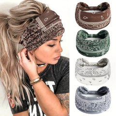 Boho Stretch Headband Wide Brim Yoga Sweatband Women Hair Accessory