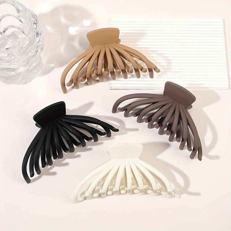 4pcs Solid Octopus Hair Claw Large Nonslip Ponytail Holder Hair Clip