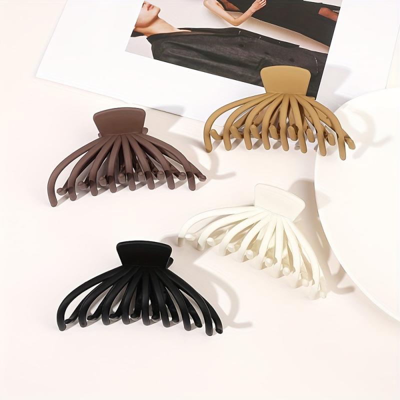 4pcs Solid Octopus Hair Claw Large Nonslip Ponytail Holder Hair Clip