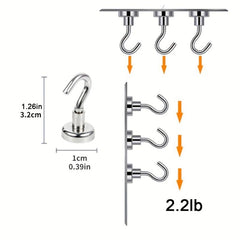 10pcs Strong Magnetic Hooks Heavy Duty Neodymium Magnets Ceiling Hooks