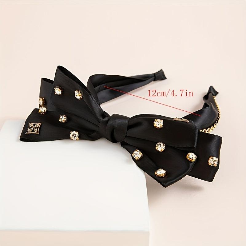 Rhinestone Bow Silk Headband Hair Accessories