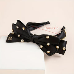 Rhinestone Bow Silk Headband Hair Accessories