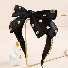 Rhinestone Bow Silk Headband Hair Accessories