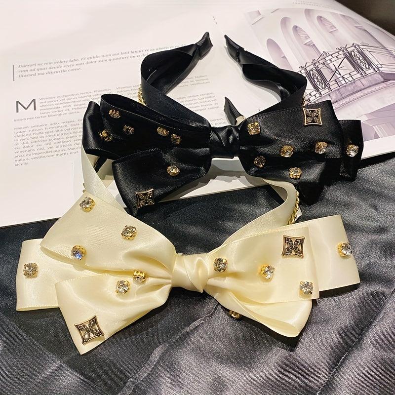Rhinestone Bow Silk Headband Hair Accessories