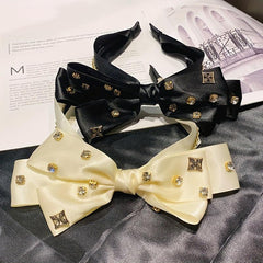 Rhinestone Bow Silk Headband Hair Accessories