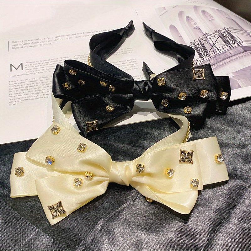 Rhinestone Bow Silk Headband Hair Accessories
