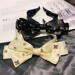 Rhinestone Bow Silk Headband Hair Accessories