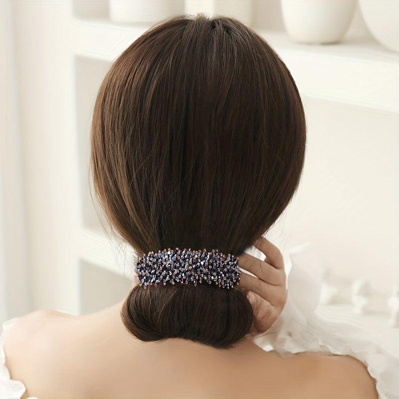 Rhinestone Bun Maker Hair Styler Jewelry Hair Styling Tool Ponytail Holder