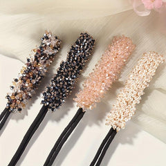 Rhinestone Bun Maker Hair Styler Jewelry Hair Styling Tool Ponytail Holder
