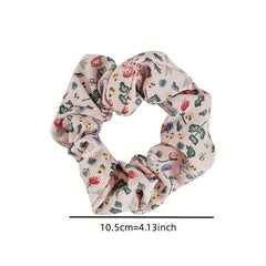 5pcs Floral Print Hair Rope Ponytail Holder Hair Accessories