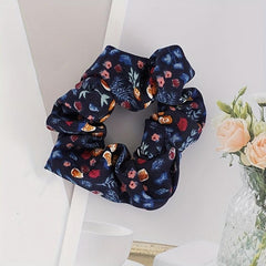5pcs Floral Print Hair Rope Ponytail Holder Hair Accessories