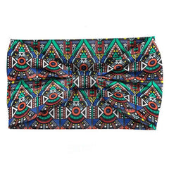 Boho Geometric Pattern Headband Turban Elastic Knotted Hair Band for Women