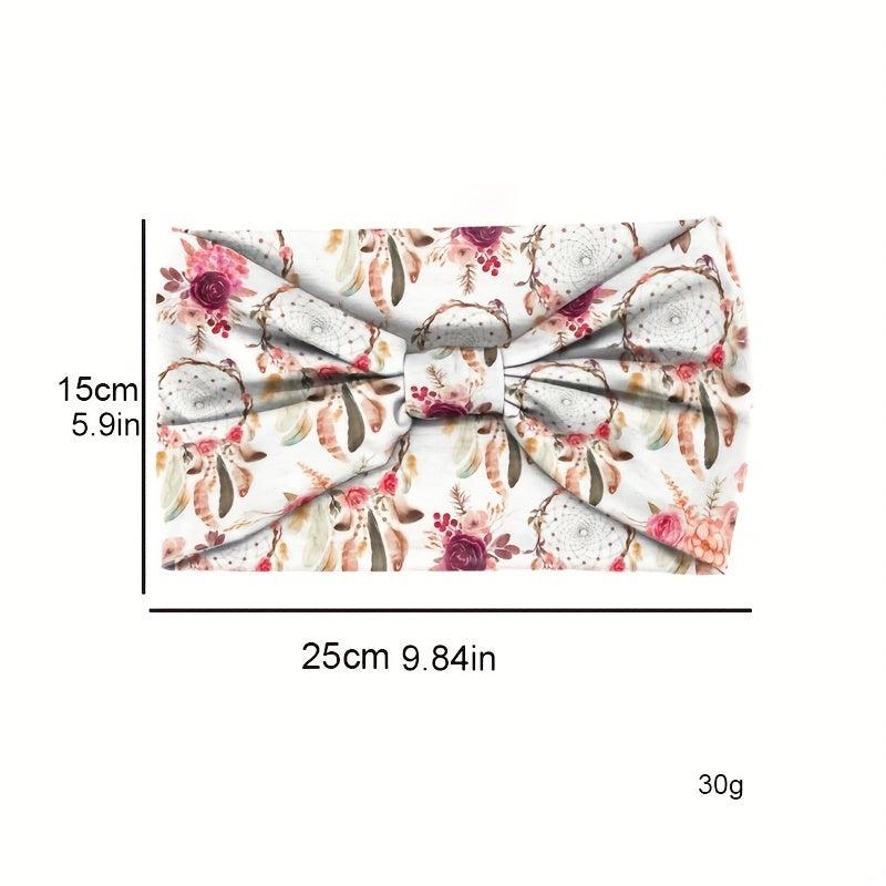 Boho Geometric Pattern Headband Turban Elastic Knotted Hair Band for Women