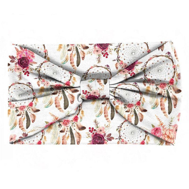 Boho Geometric Pattern Headband Turban Elastic Knotted Hair Band for Women