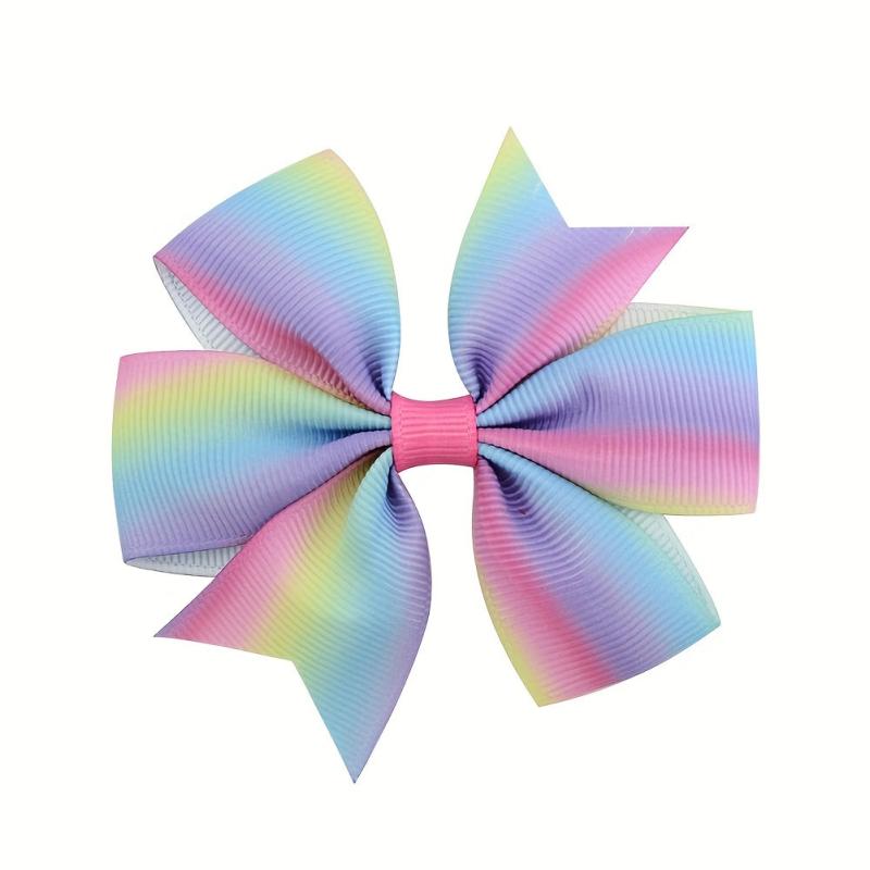 LGBT Rainbow Bowknot Hair Clip Pride Month Printed Stripe Bow Hair Accessory