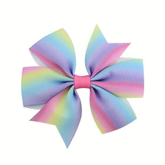 LGBT Rainbow Bowknot Hair Clip Pride Month Printed Stripe Bow Hair Accessory