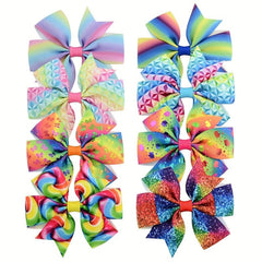 LGBT Rainbow Bowknot Hair Clip Pride Month Printed Stripe Bow Hair Accessory