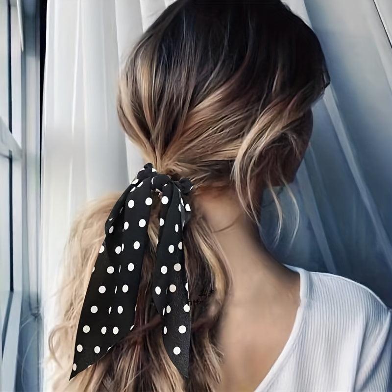 Polka Dot Bow Hair Tie Scrunchies Ponytail Holder Women