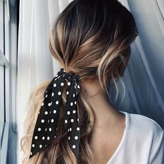 Polka Dot Bow Hair Tie Scrunchies Ponytail Holder Women