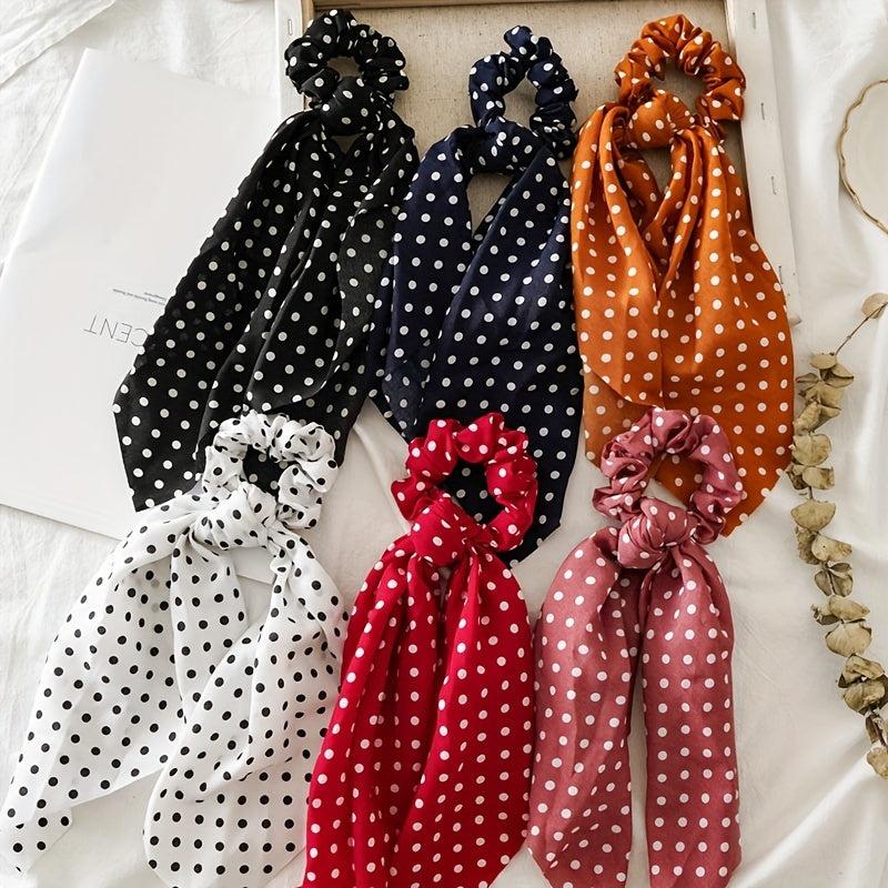 Polka Dot Bow Hair Tie Scrunchies Ponytail Holder Women