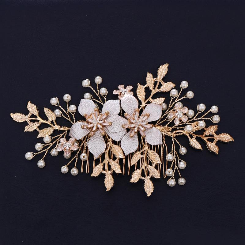 Pearl & Floral Bridal Hair Clip - Wedding Hair